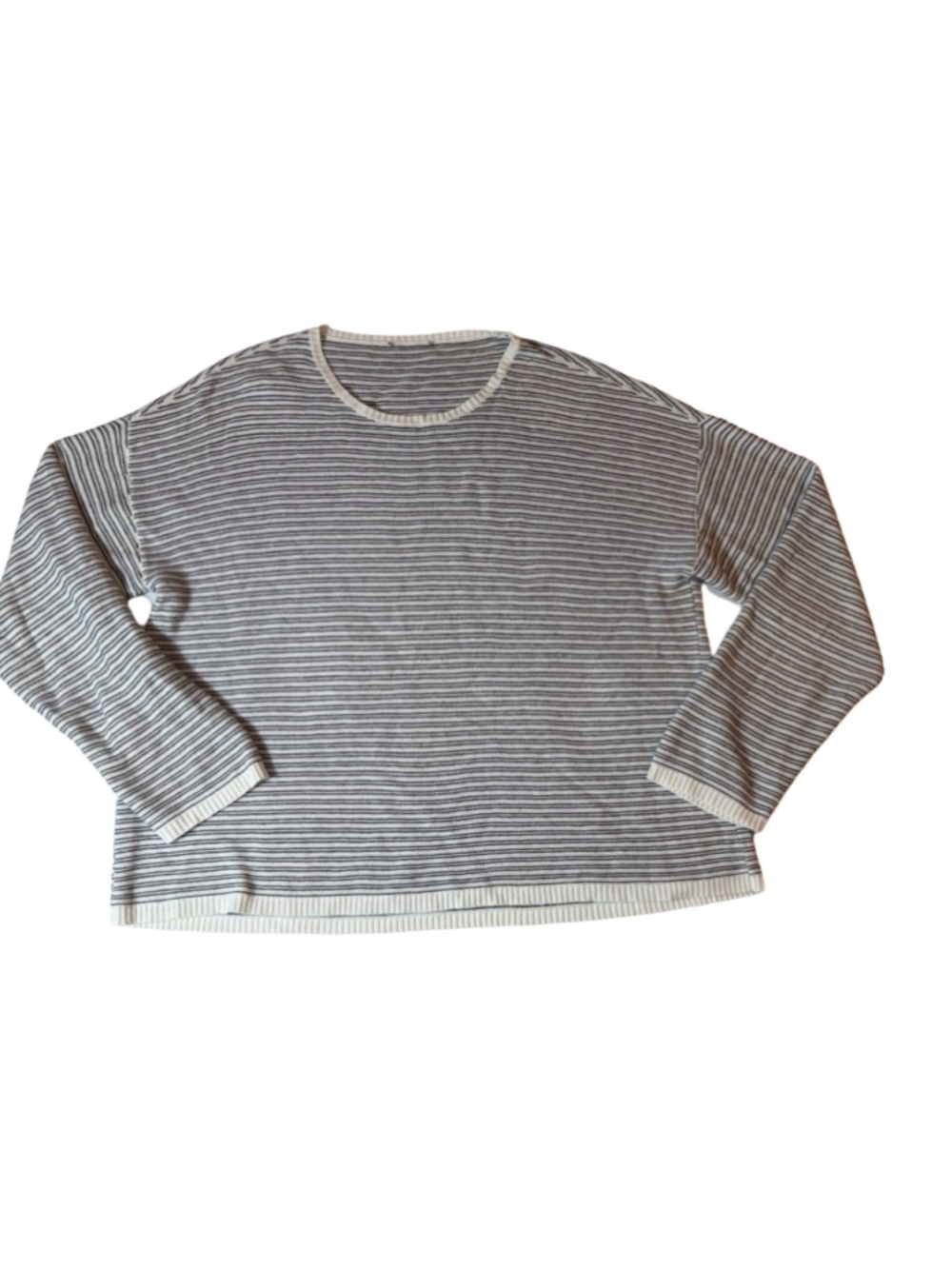Eileen Fisher Sweater Black White Striped Organic Cotton Silk Boxy Oversized